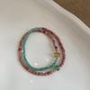 Color Matching Natural Stone Beaded Double-Layer Stacked Elastic Bracelet Women'S Retro Light Luxury Elegant Personalized Versatile Bracelet Jewelry