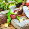 Resin Frogs Statue Guitar Frogs Figurines Statue Garden Decorations Animal Figurines Sculptures for Outdoor Indoor