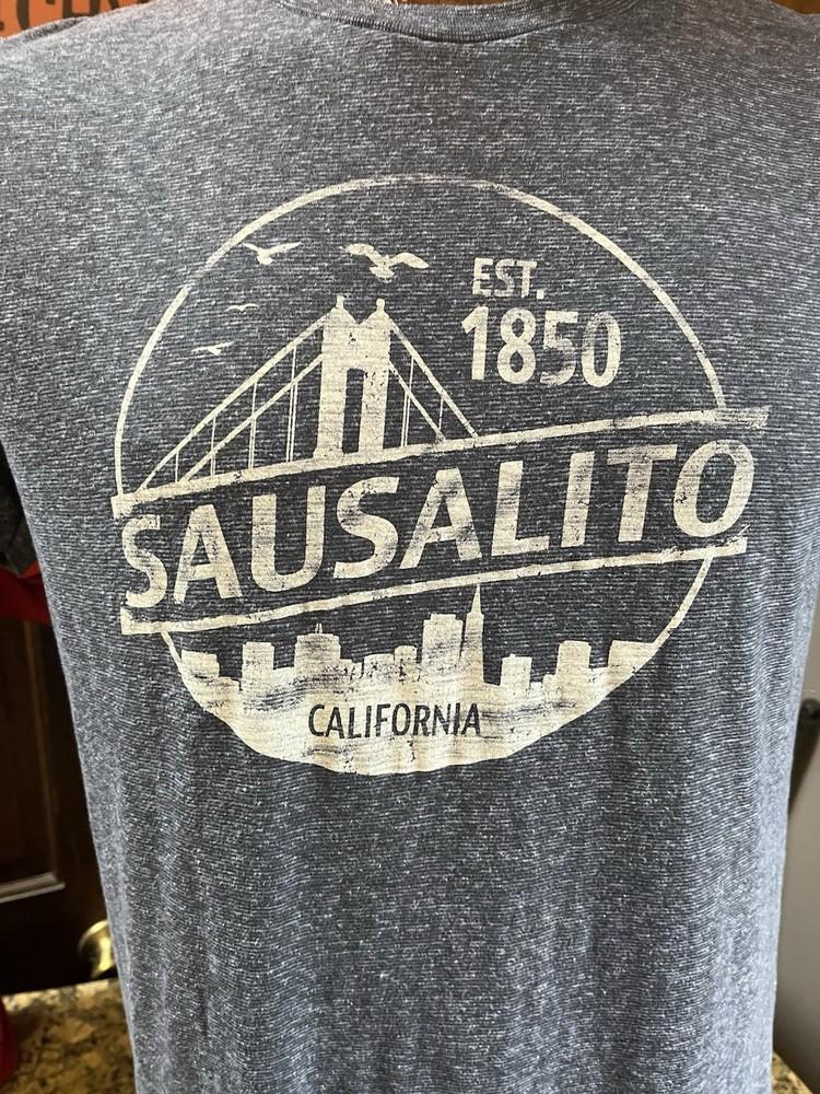 Винтажная футболка Sausalito California Синий Тихий океан Мужская L Круглый вырез Унисекс Футболка XXL
