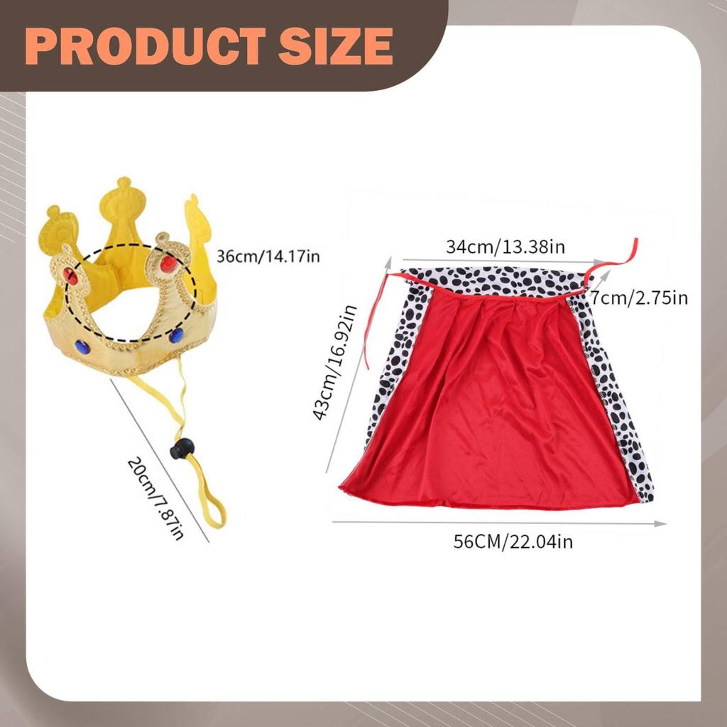 Costume Cloak and Crown Set Comfortable Outfit for Halloween Cosplay Carnival Stage