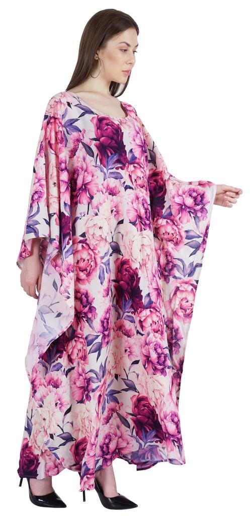 Moomaya Long Kaftan Maxi Dress For Women  s Kimono Sleeves Beachwear Cover Up Plus Size