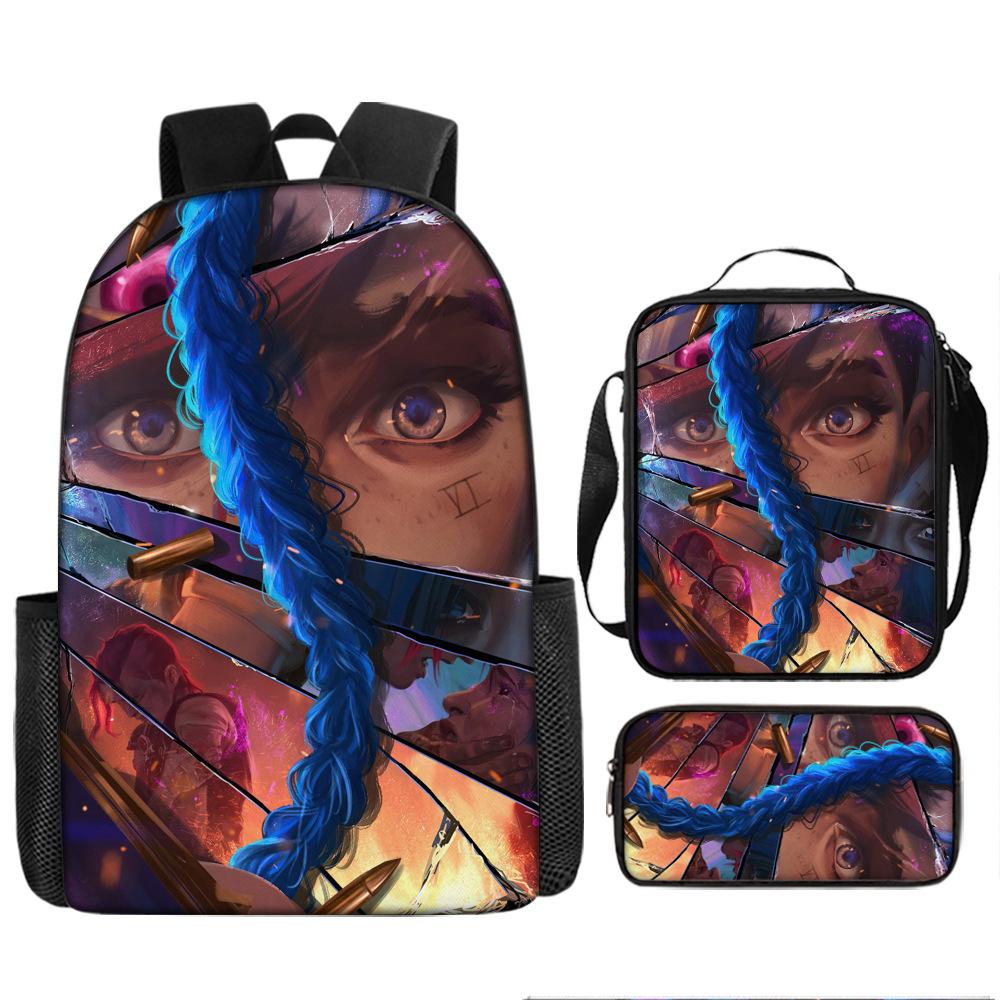 Battle of the Twin Cities Arcane Children's School Bag Pencil Case Backpack Elementary School Cartoon Backpack Three-piece Set