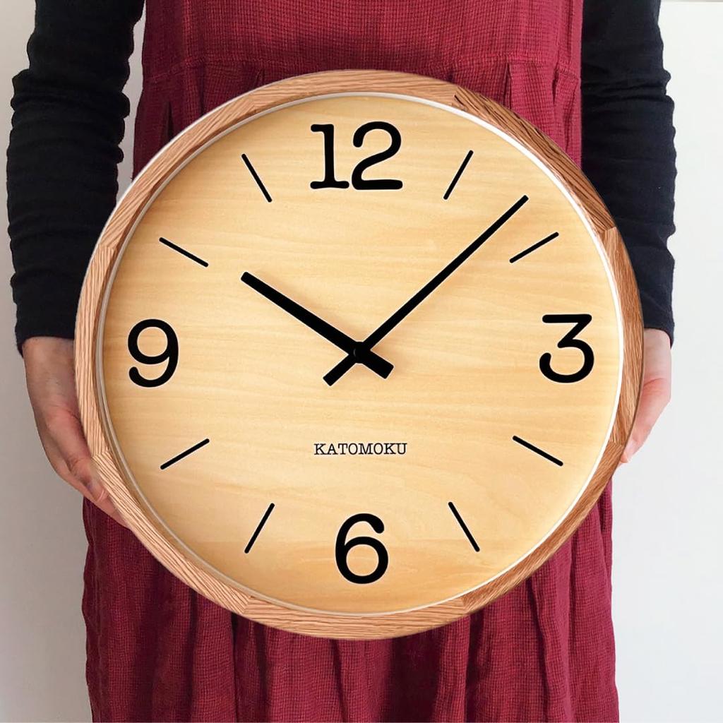 KATOMOKU muku clock 20 Oak wall clock with continuous second hand km-137OARC 382mm (radio-controlled clock)