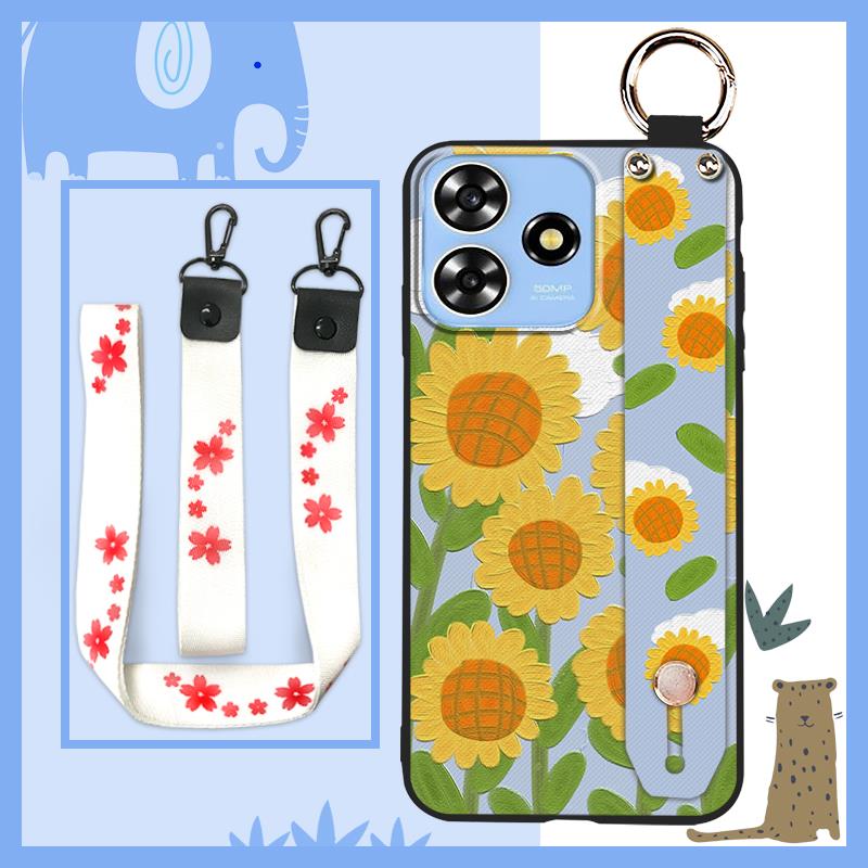 Phone Holder Kickstand Phone Case For ZTE Blade A73 4G/V50 Smart Durable Anti-dust Silicone Wrist Strap Fashion Design