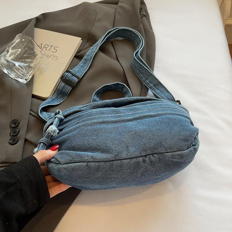 Bolso de Hombro de Mezclilla para Mujer Bolso Cruzado de Color Sólido Bolso para Teléfono Móvil