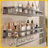 Spice Shelf Multi-Tier Storage Bathroom Stainless Steel Wall-Mounted Kitchen Organizer Rack for Seasoning Bottles & Accessories