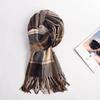 2025 Winter Scarf Women's Black & White Plaid, Korean Style for Couples, Warm & Thickened