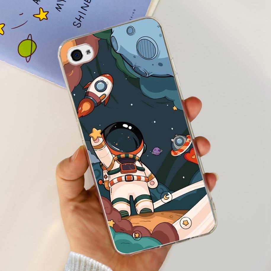 For Apple iPhone 4 Case Popular Flower Astronaut Clear Funda Soft Silicone Cover For iPhone 4s 4 S Bumper for iPhone4 Coque Capa