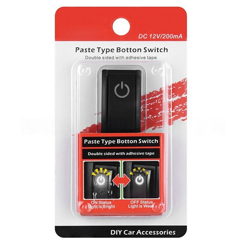 Car Modification Accessories Plastic Turn ON/OFF Switches Double Sided Tape Mount 12V Car Push Button Switches with Light