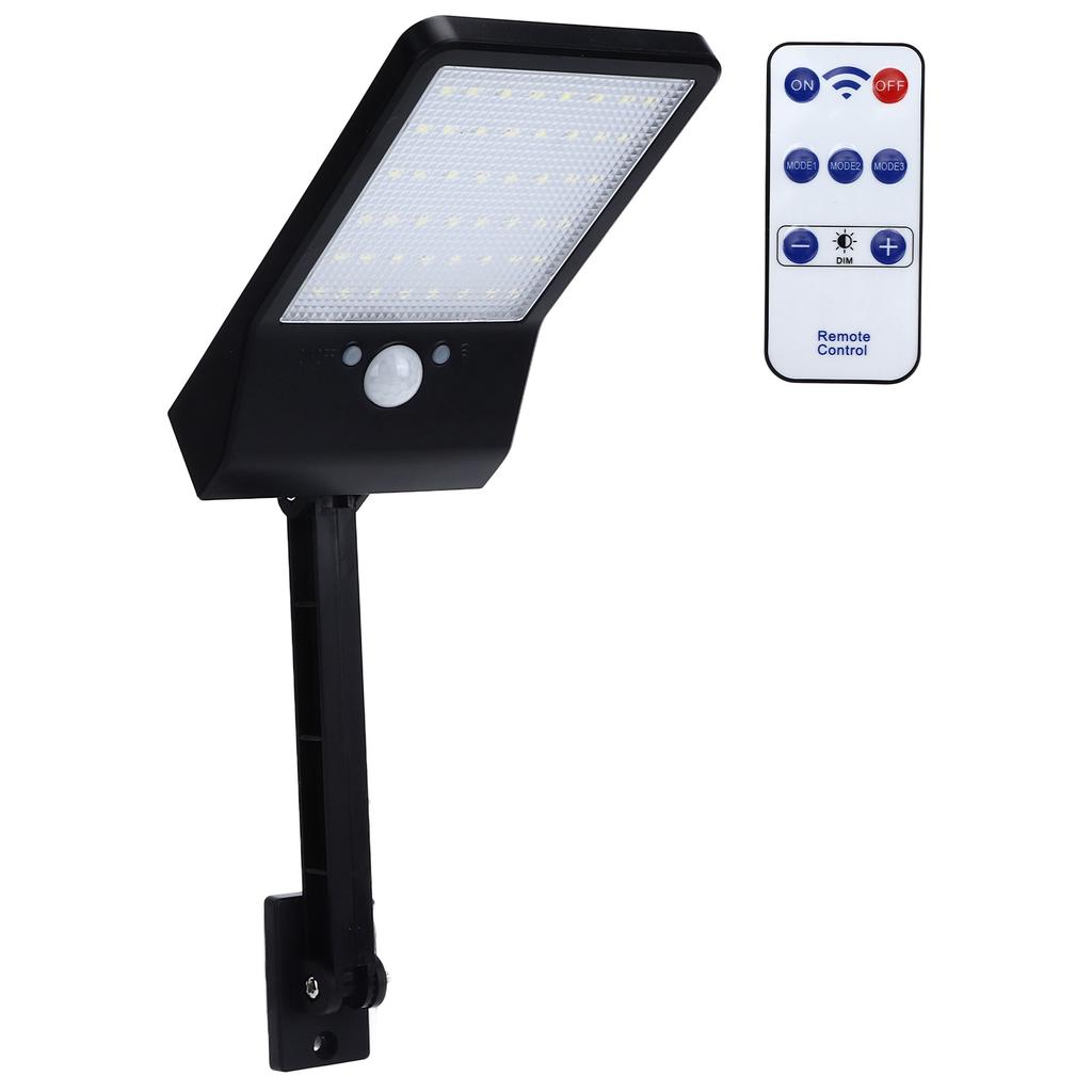 Outdoor Wall Solar Light 48 LEDs Security Motion Sensor Lamp for Garage Fence Patio Porch YardBlack