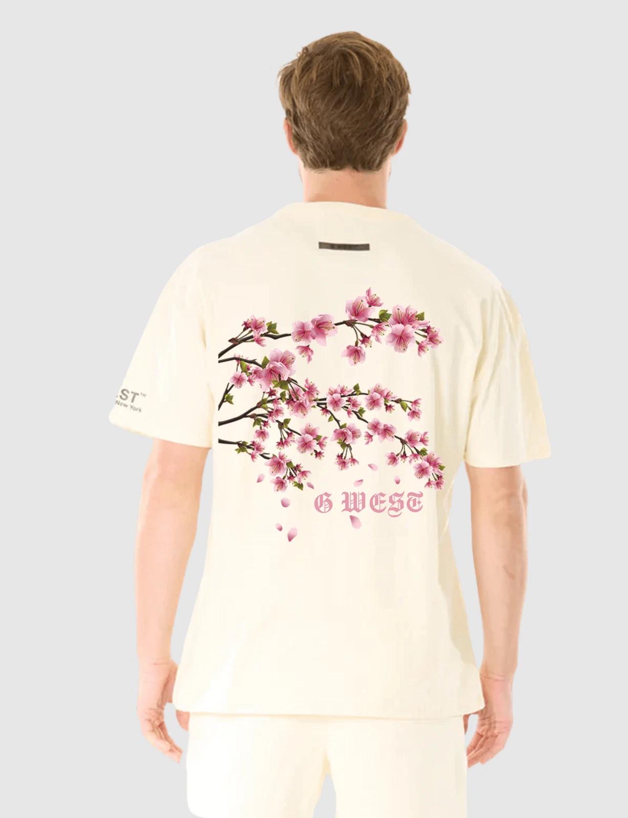 G WEST CHERRY BLOSSOM T-SHIRT - CLOUD CREAM S