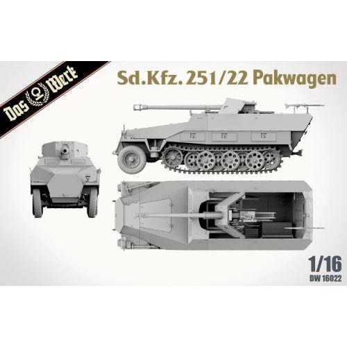 Das Werk 1/16 Scale German Armored Personnel Carrier Sd.Kfz.251/22 Ausf.D Pakwagen 2-in-1 Plastic Model Kit USCDW16022