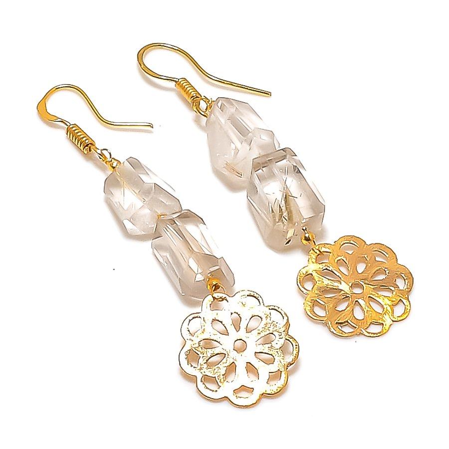 

White Topaz Gemstone Handmade 925 Sterling Silver Jewelry Earring 2.56 GK-7343