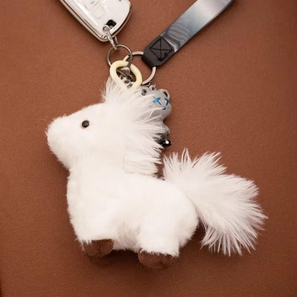 Stuffed Tail Horse Plush Keychain Simulation Cartoon Horse Stuffed Toy  Valentine's Day Gifts