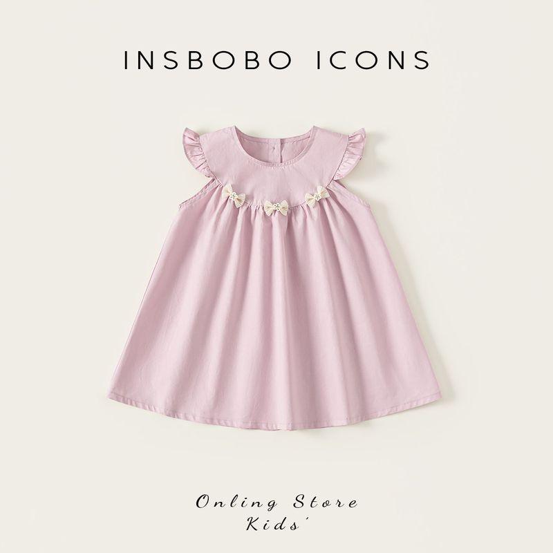 Insbobo Girls  Dress 2026 Summer New Style Baby Girl Flutter Sleeve Dress Children s Stylish Dress Baby Clothing Lilac 100 cm