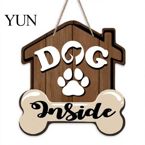 Indoor Pet House Accessory Wooden Welcome Sign for Front Door, Decorative Dog Paw Wall Hanging Plaque with Creative Animal Print Art Hemp Rope Lovers,