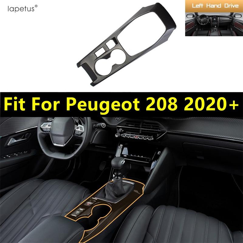 Central Control Gear Shift Panel Water Cup Frame Decoration Cover Trim For Peugeot 208  - 2025 ABS Carbon Fiber Accessories