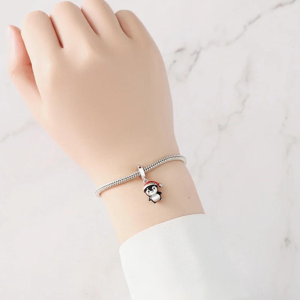 Copper Santa Claus Sled Bead Charms Christmas Penguin Charm Bead Charms Compatible With Authentic Bracelets for Women Diy Fine Jewellery Gifts Accesso