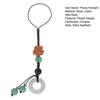 Flower Mobile Phone Charm Braided Cell Phone Strap with Wooden Flower Charm And Faux Jade Ring Chinese Style Phone Lanyard