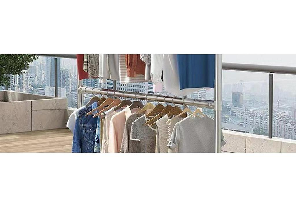 Thickened Steel Pipe Clothes Rack: Reinforced Floor-Standing Rack for Bedroom and Balcony