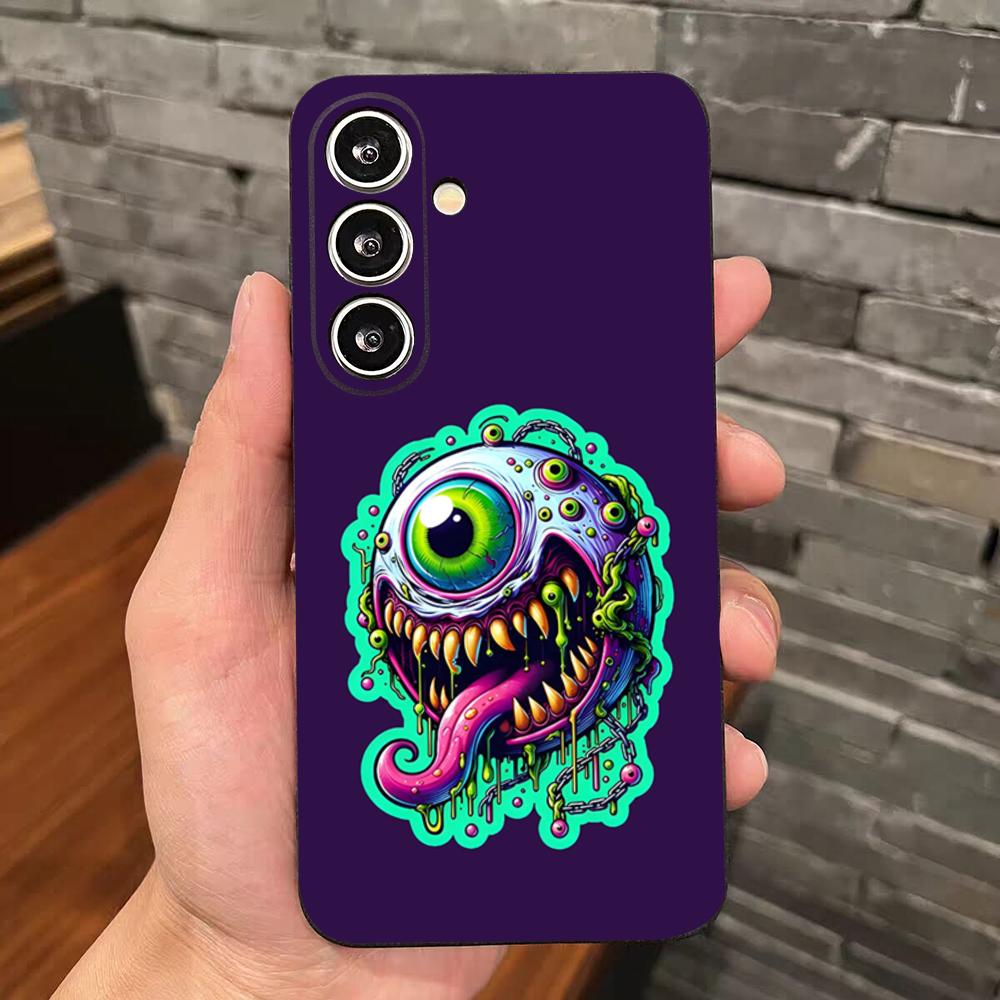 Neon Eyed Brain Alien Monster Phone Case For Samsung S26 S25 Edge S24 S23 S22 S21 S20 Ultra Plus Fe Galaxy Silicon Cover
