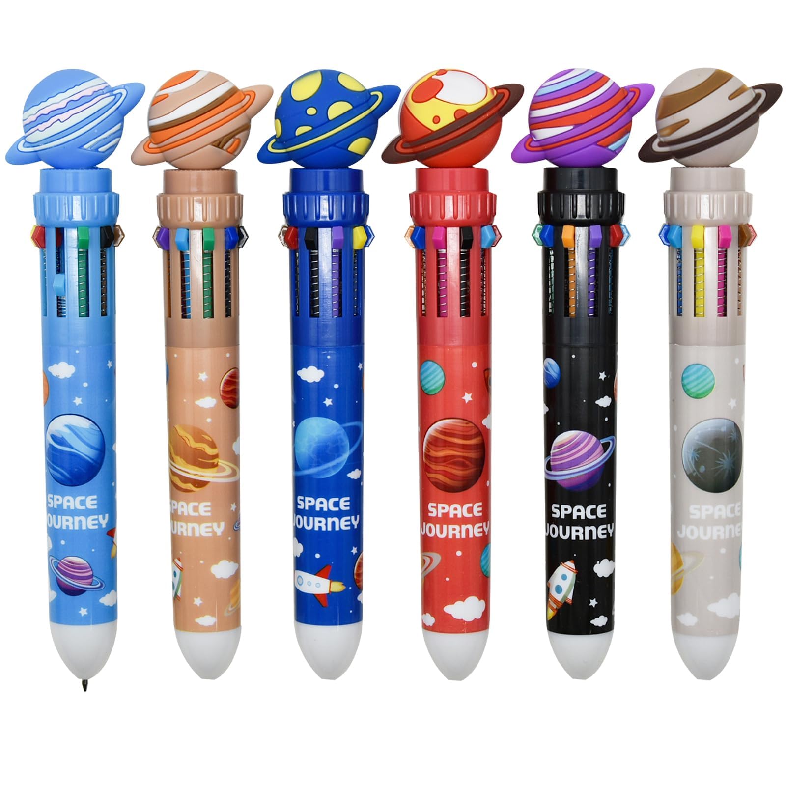 

Maydahui Cute Ballpoint Pen Set of Stylish Star and Planet Cute Gift for Kids and Students 10-Color 12, 0.7mm, Designs, Multi-Color, Multi-Function,