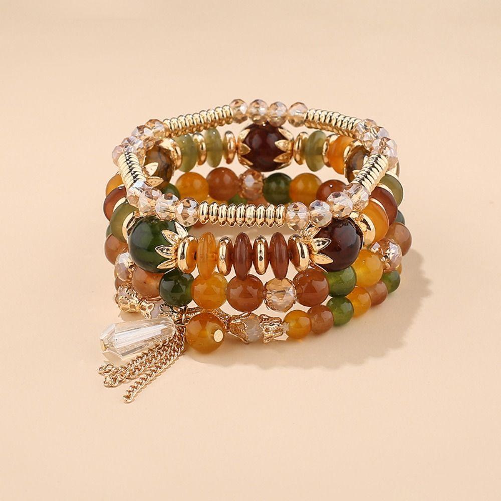 Electroplated Crystal Bracelets Set Colorful Glass Bohemian Jewelry  Bohemian Style