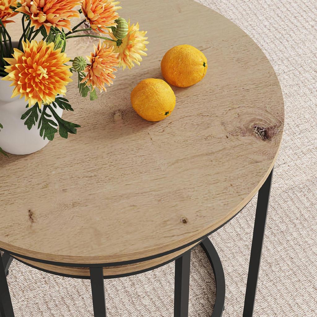 Ława Stolik Kawowy Artisan-Czarny Zestaw Komplet 2 Ław Styl Loft Rustykalny
