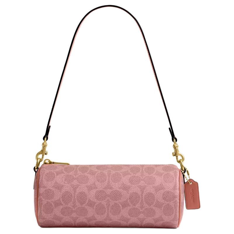 

COACH Barrel 22 presbyopia all-over printed metal accessories coated canvas and calfskin crossbody shoulder bag small size women s pink золотий