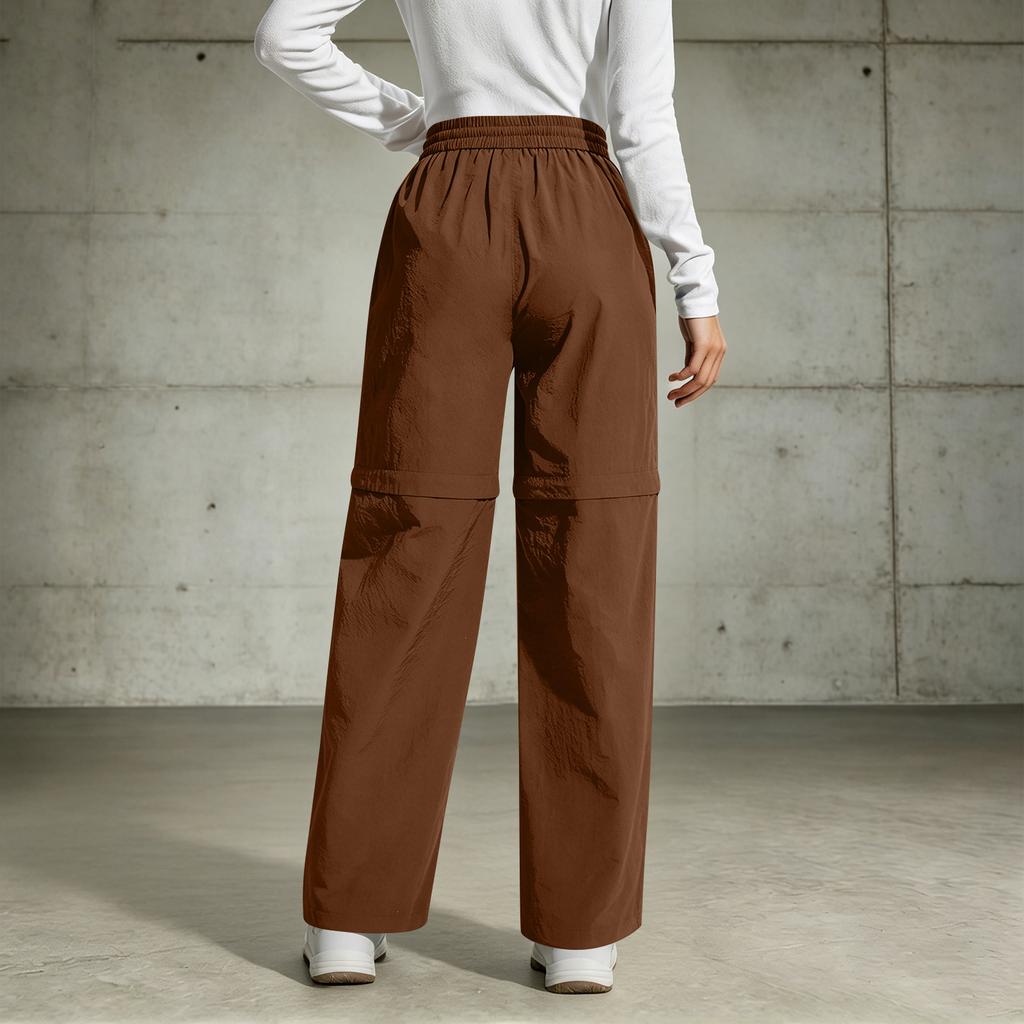 Women's Loose Fit Straight Leg Cargo Pants with Adjustable Drawstring Waist and Detachable Design Casual Workwear Trousers