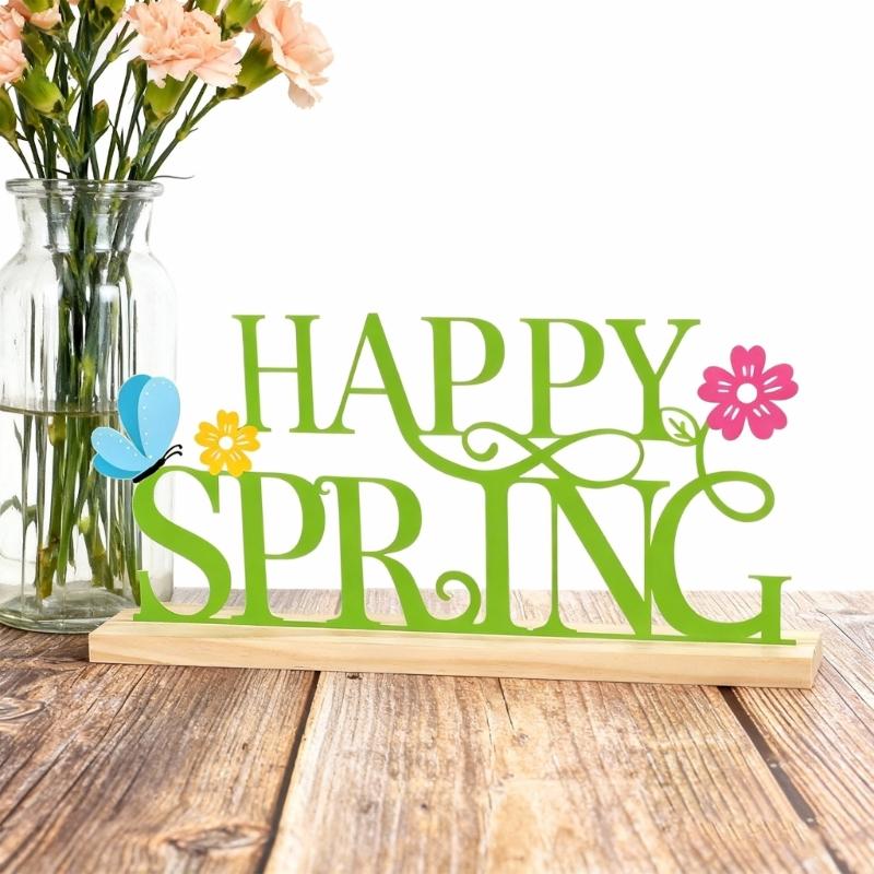 Metal Happy Spring Day Sign,Spring Decorations for Home,Party,Shelf,Mantel,Indoor,Flower Spring Table Top Decorations