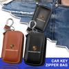 1Pcs Leather Emblem Car Key Case Keychain Zipper Key Case Bag For Boxster Cayenne Panamera Macan Cayman 911 918 996 917 991