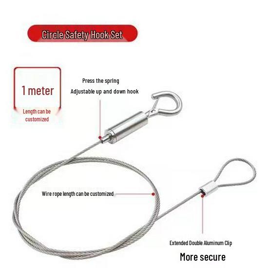304 Stainless Steel Adjustable Safety Hanging Wire with Hook for Billboards, Lamps, and Pictures