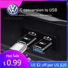 2026 Hot For Volkswagen VW Car Type-C To USB 3.0 Interface Converter Charging Adapter For VW GTI Atlas Jetta Touareg Variant Gol