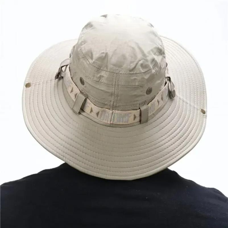 Cappello a Secchiello Estivo da Uomo Protezione UV da Esterno Ampia Visiera Panama Safari Caccia Escursionismo Cappello da Pescatore a Rete Cappello da Sole da Spiaggia