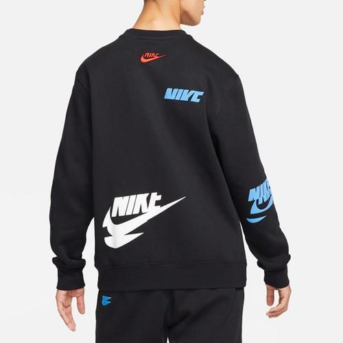 Męska bluza Nike z logo, podszyta polarem, na zimę, czarna