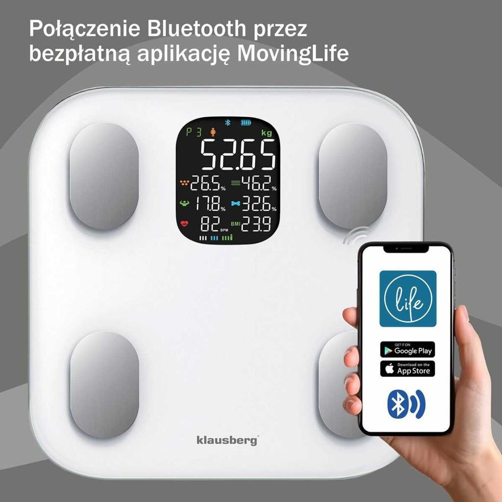 Analityczna waga łazienkowa smart ios android klausberg kb-7855 lumarko!