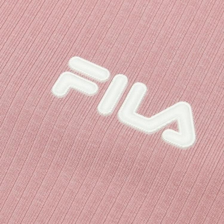 Fila Heritage Letter Print Soft Polo Comfortable Casual Short Sleeve Dress Women Dresses Agar-Pink F11W428317FPK