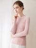 Women's 100% Pure Cashmere Seamless Sweater: Round Neck, Ribbed, Slim Fit, Minimalist Knitted Base Layer