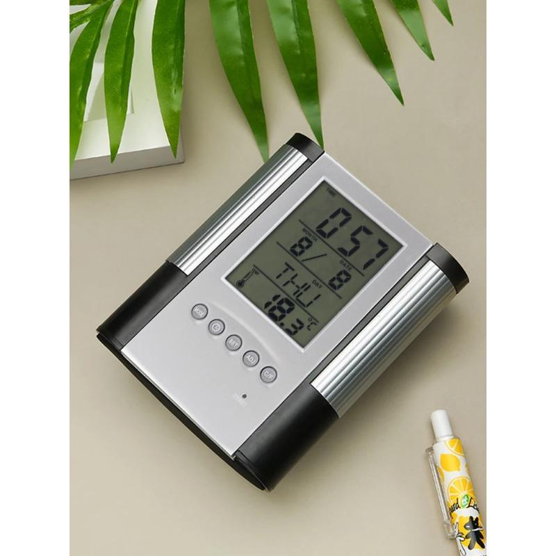 Ewiger Kalender Stifthalter Anti-Rutsch-Basis Datums-/Zeitanzeige Temperaturerkennung Desktop-Aufbewahrung Dekorative Uhr Stifthalter