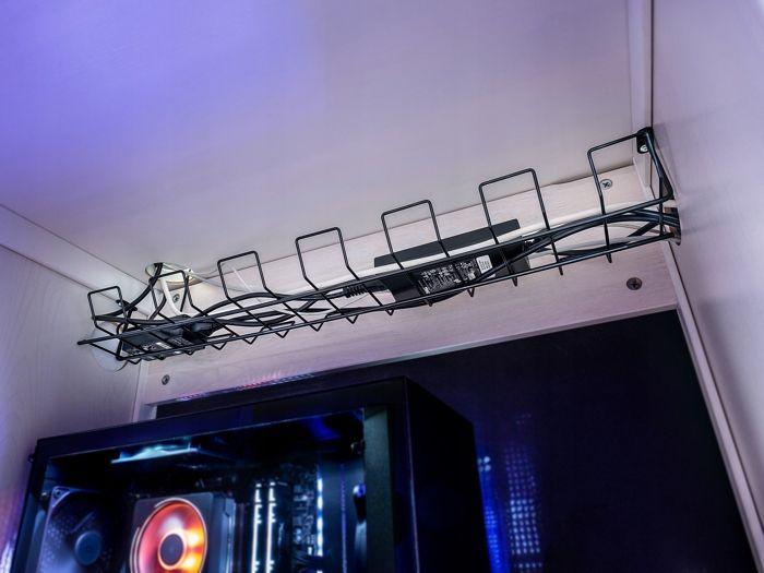 KADAX Plateau De Gestion Des Câbles Sous Le Bureau, Organisateur De Câbles En Acier Avec 2 Vis De Fixation (Noir)