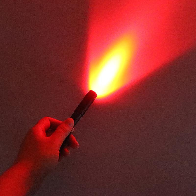 1 Piece Red Light Flashlight For Camping Hiking Animal Protecting Beekeeping Detecting Aviation Night Vision Penlight One Mode