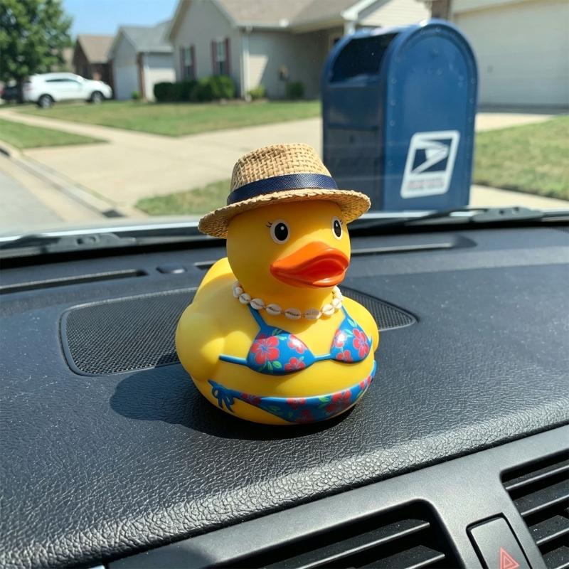 Dashboard Duck Figurine Beach Duck Ornament for Desk Shelf Counter Display with Summer Vacation Style Home Accent