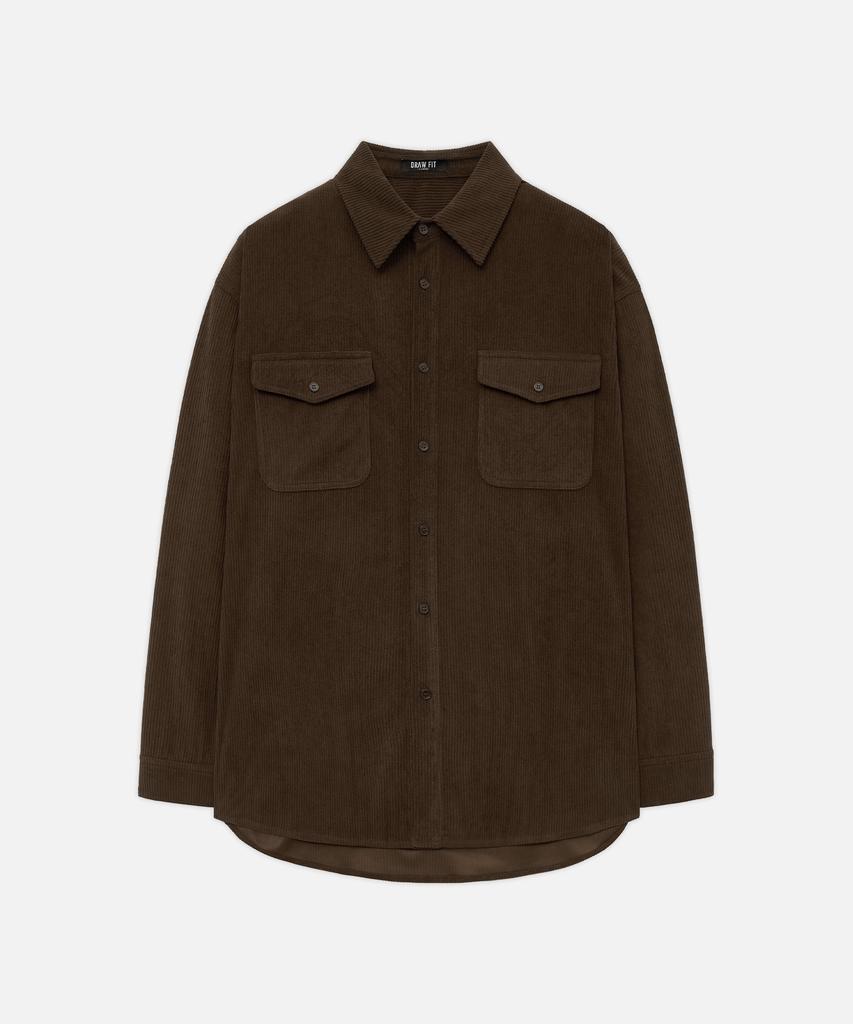 DRAW FIT Oversized Corduroy Alex Shirt [Brown]