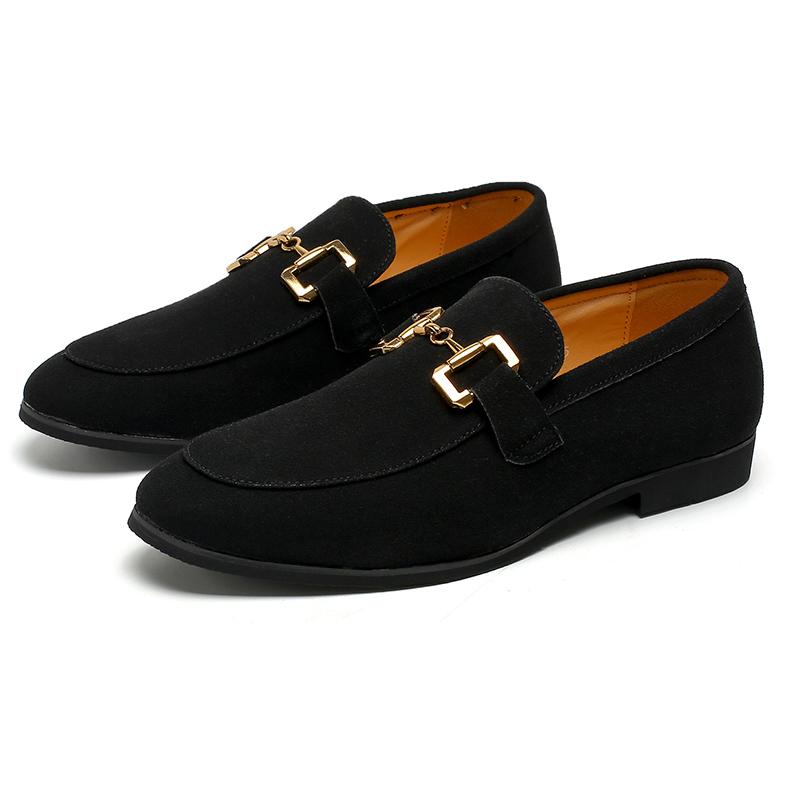 

Fashion Brand Men Suede Leather Shoes Black Beige Horsebit Loafers Slip on Formal Mens Dress Shoes Wedding Office Casual Shoes 44 чорний