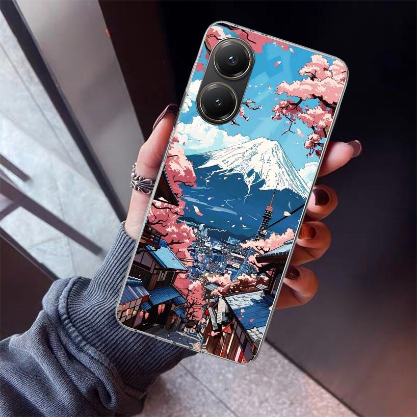 Japanische Kirschblüte Mount Fuji Handyhülle Für Xiaomi Poco X7 X6 X5 Pro F7 Ultra Redmi 15C 15 13 13C 12 12C 10 10A 10C 9 9A 9C 9T Sie