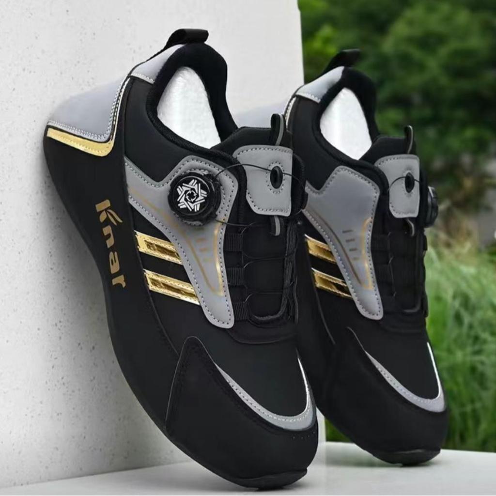 Men's Breathable Laceless Sneakers - Fashionable Black and Blue Sneakers with Rotating Buckles, Lightweight Soft Bottom