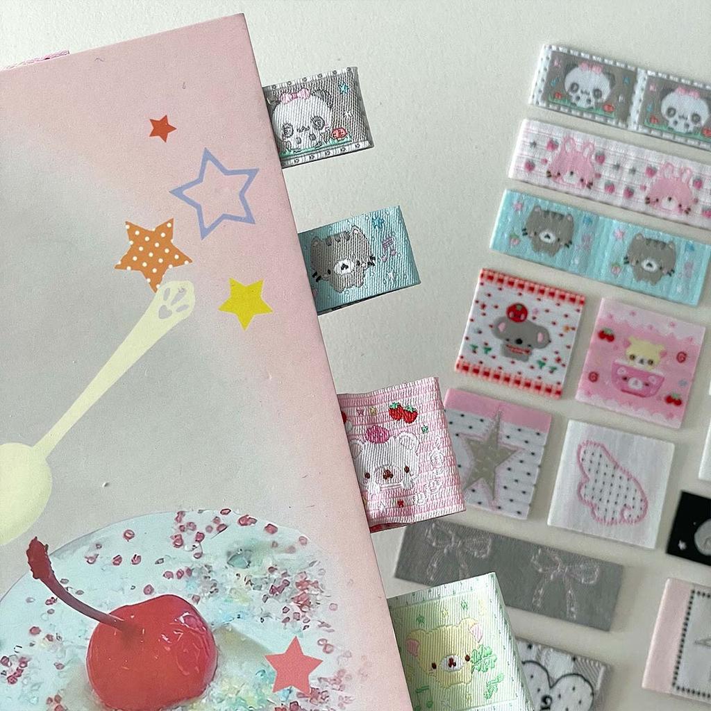 1set Creative Mini Label Index Tab Stationery Sticker Embroidery Lucky Tag Label Sticker Scrapbooking Sticker Self Adhesive Card
