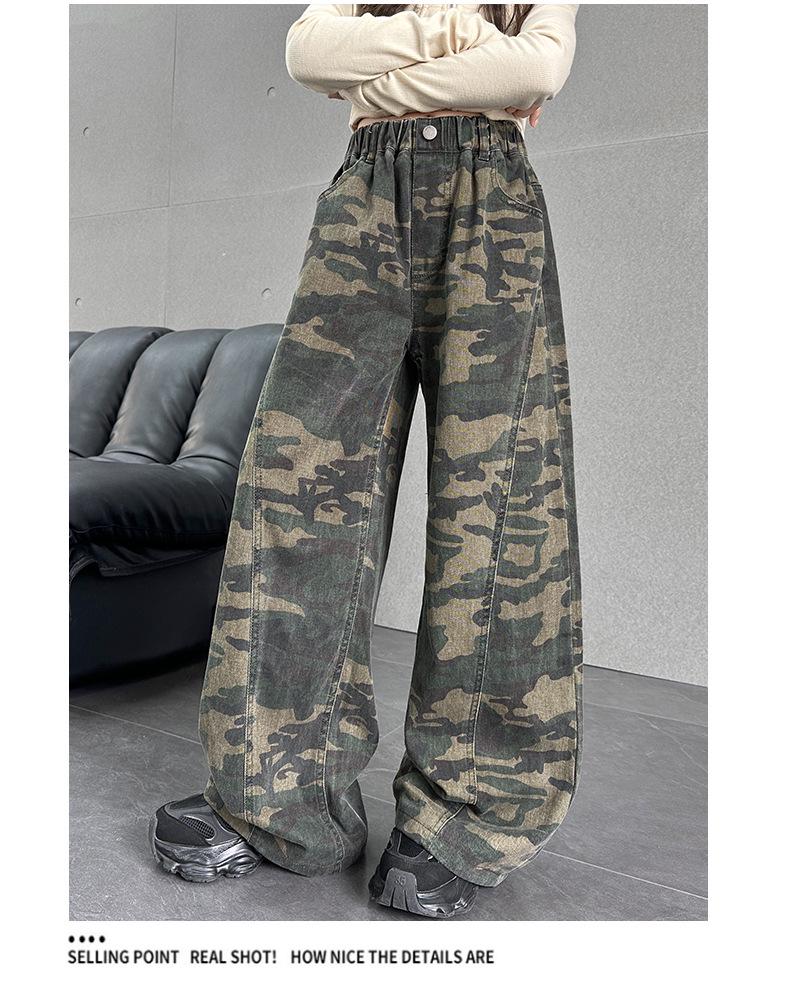 Mädchen Camouflage Patchwork Weite Hosen - Herbst 2026 Kollektion für mittlere & große Kinder