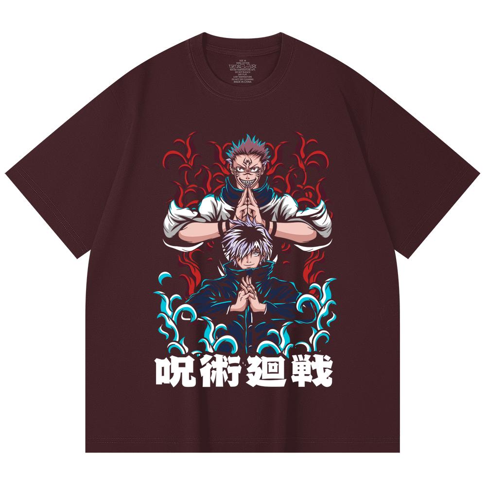 230 Gsm 100% Cotton Jujutsu Kaisen V49 Gojo Sukuna Print Unisex Heavy Cotton T Shirt